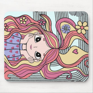 Pastel Bloem Wijnstok&Harten Waterverf Illustratie Muismat