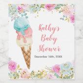 Pastel bloemachtig ijsje Wijnfles Feest Label Wijn Etiket (Enkel label)