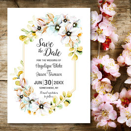 Pastel Bloemachtige Bruiloft Save The Date