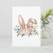 Pastel Bloemachtige Paashaas Oren Feestdagenkaart (Staand voorkant)