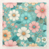 Pastel Bloemblaadjes Glazen Onderzetter (Voorkant)
