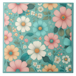Pastel Bloemblaadjes Tegeltje