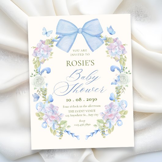 Pastel bloemboog babyshower kaart