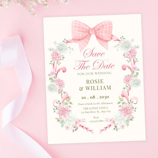 Pastel bloemboog elegant save the date