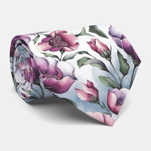 Pastel Bloemcombinatie Stropdas (Opgerold)