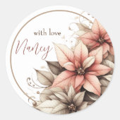 Pastel Bloemen Aanpasbaar Ronde Sticker (Voorkant)