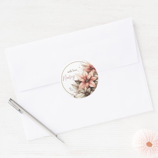 Pastel Bloemen Aanpasbaar Ronde Sticker (Envelop)
