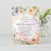 Pastel Bloemen Alcohol Ink Brunch en Bubbly Kaart (Staand voorkant)