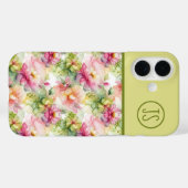 Pastel Bloemen Alcohol Inkt Illustratie Monogram Case-Mate iPhone Case (Achterkant (horizontaal))