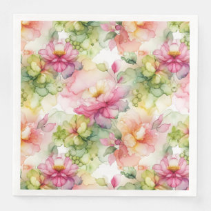 Pastel Bloemen Alcohol Inkt Illustratie Servet