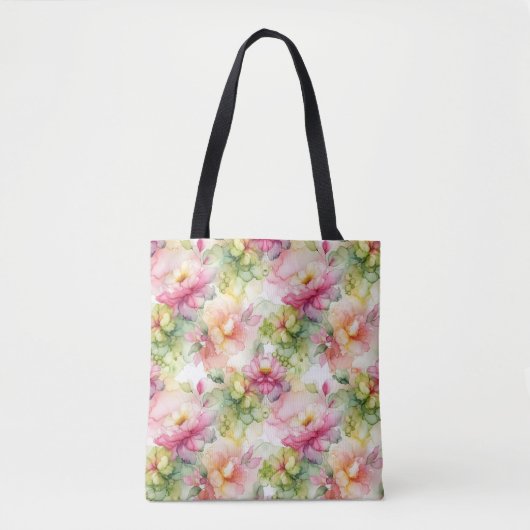 Pastel Bloemen Alcohol Inkt Illustratie Tote Bag (Voorkant)