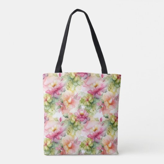 Pastel Bloemen Alcohol Inkt Illustratie Tote Bag (Achterkant)