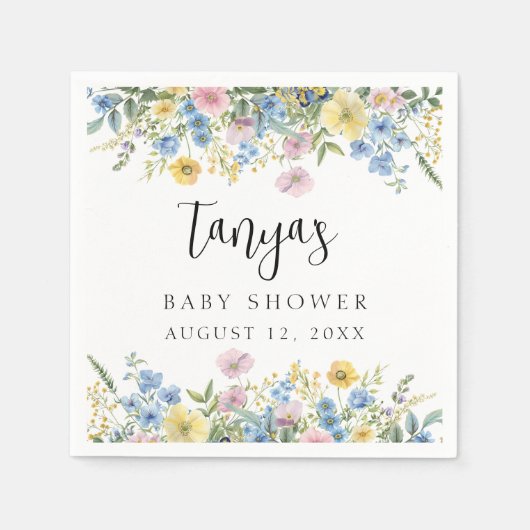 Pastel Bloemen Baby in Bloei Douche Papier Servet (Voorkant)