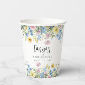 Pastel Bloemen Baby in Bloom Waterverf Papieren Bekers (Achterkant)