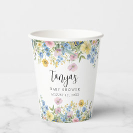 Pastel Bloemen Baby in Bloom Waterverf Papieren Bekers