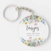 Pastel Bloemen Baby in Bloom Waterverf Sleutelhanger (Voorkant)