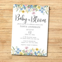 Pastel Bloemen Baby in Bloom Waterverf Uitnodiging
