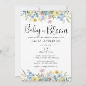 Pastel Bloemen Baby in Bloom Waterverf Uitnodiging (Voorkant)