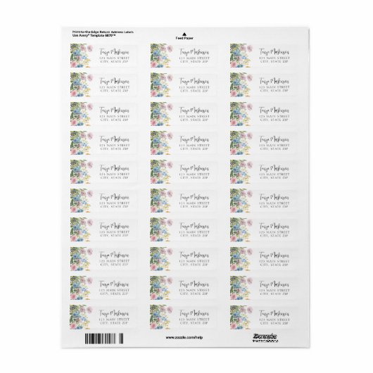 Pastel Bloemen Baby in Bloom Waterverf Uitnodiging Etiket (Full Sheet)