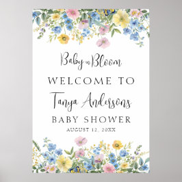 Pastel Bloemen Baby in Bloom Waterverf Welkom Poster