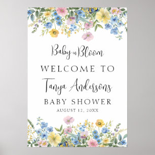 Pastel Bloemen Baby in Bloom Waterverf Welkom Poster