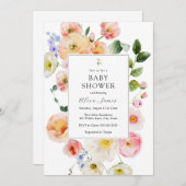  Pastel Bloemen Baby shower Kaart (Voorkant / Achterkant)