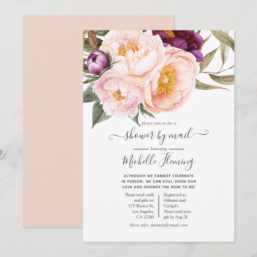 Pastel Bloemen Baby Shower per Post Kaart (Voorkant / Achterkant)