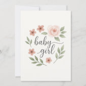 Pastel Bloemen Baby shower Roze Rose Baby Meisje Kaart (Achterkant)
