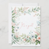 Pastel Bloemen Baby shower Uitnodiging voor Meisje (Achterkant)