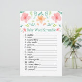 Pastel bloemen Baby word scramble game (Staand voorkant)