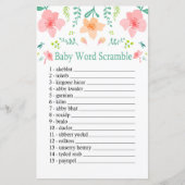 Pastel bloemen Baby word scramble game (Voorkant)