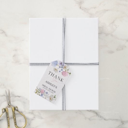 Pastel Bloemen Bedankt Cadeaulabel (Met Touw)