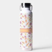 Pastel Bloemen & Bladeren Met Centrale Banner Waterfles (Voorkant)