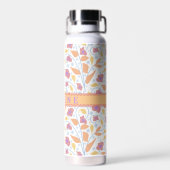 Pastel Bloemen & Bladeren Met Centrale Banner Waterfles (Achterkant)