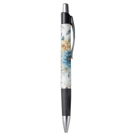 Pastel Bloemen Blauw Geel Huis Kantoor Schrijven Pen (Achterkant (Verticaal))