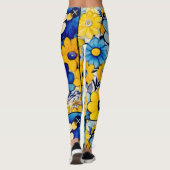 Pastel bloemen bloemenkunst patroon leggings (Achterkant)