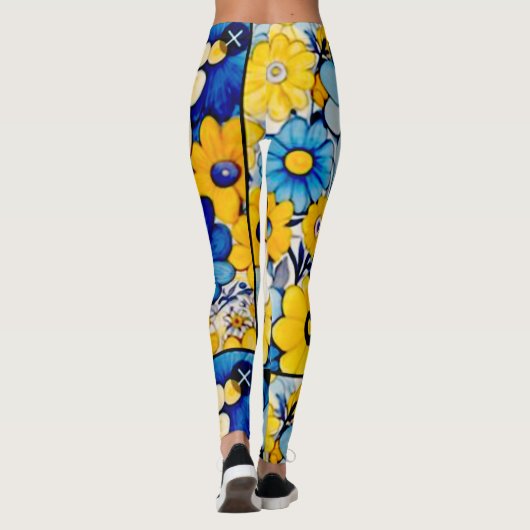 Pastel bloemen bloemenkunst patroon leggings (Achterkant)