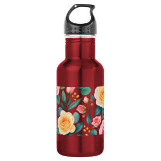 Pastel Bloemen Bloemontwerp Zachte Vintage Botanis Waterfles