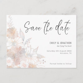 Pastel Bloemen Blush Grijs Bruiloft Save The Date Briefkaart