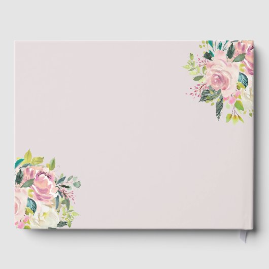 Pastel Bloemen Boeket Bruiloft Gastenboek (Achterkant)