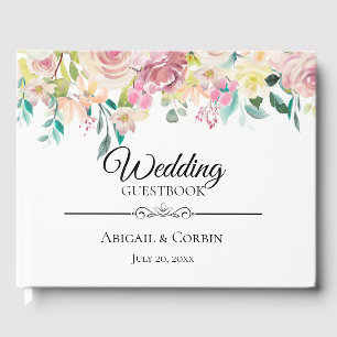 Pastel Bloemen Boeket Bruiloft Gastenboek