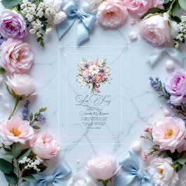 Pastel Bloemen Boeket Romantische Liefde Fancy bru Acryl Uitnodigingen
