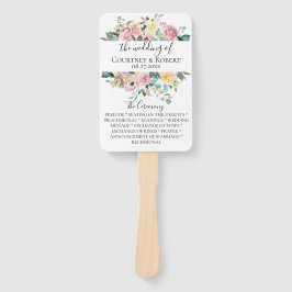 Pastel Bloemen Boeket Trouwprogramma Fans Handwaaier