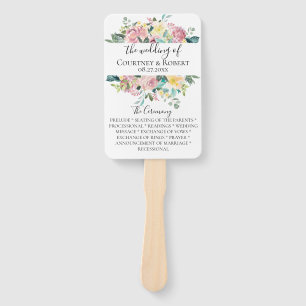 Pastel Bloemen Boeket Trouwprogramma Fans Handwaaier