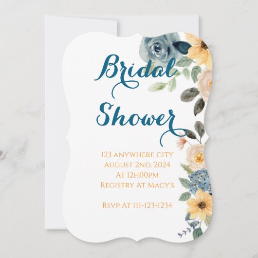 PASTEL BLOEMEN BRUIDS DOUCHE UITNODIGING (Voorkant)