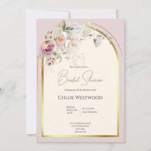 Pastel Bloemen Bruids Douche Uitnodiging (Voorkant)