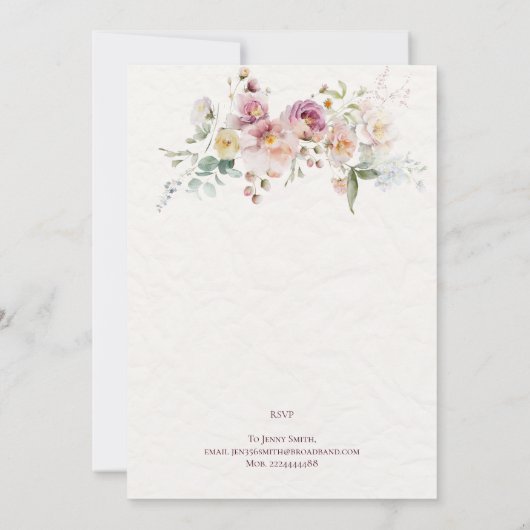 Pastel Bloemen Bruids Douche Uitnodiging (Achterkant)