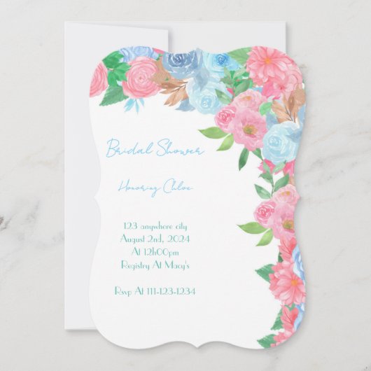 PASTEL BLOEMEN BRUIDSDIE SPRING ZOMER KAART (Voorkant)