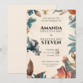 Pastel & Bloemen bruiloft Kaart (Voorkant / Achterkant)