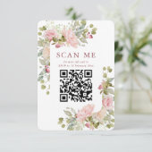 Pastel Bloemen Bruiloft RSVP QR Informatiekaartje (Staand voorkant)